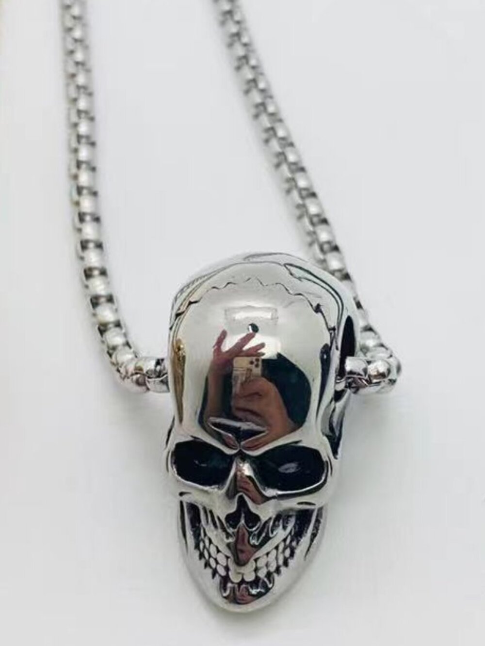 DESIGNER Goth Three-Dimensional Skull Stainless Steel Chain Men's Necklace**NEW! - Picture 2 of 4